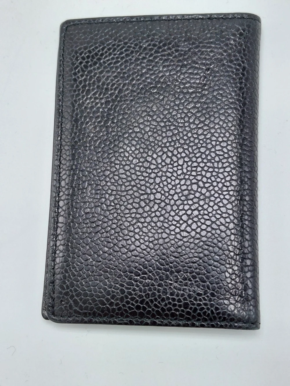CHANEL Black Caviar Leather CC Logo Card & Key Holder